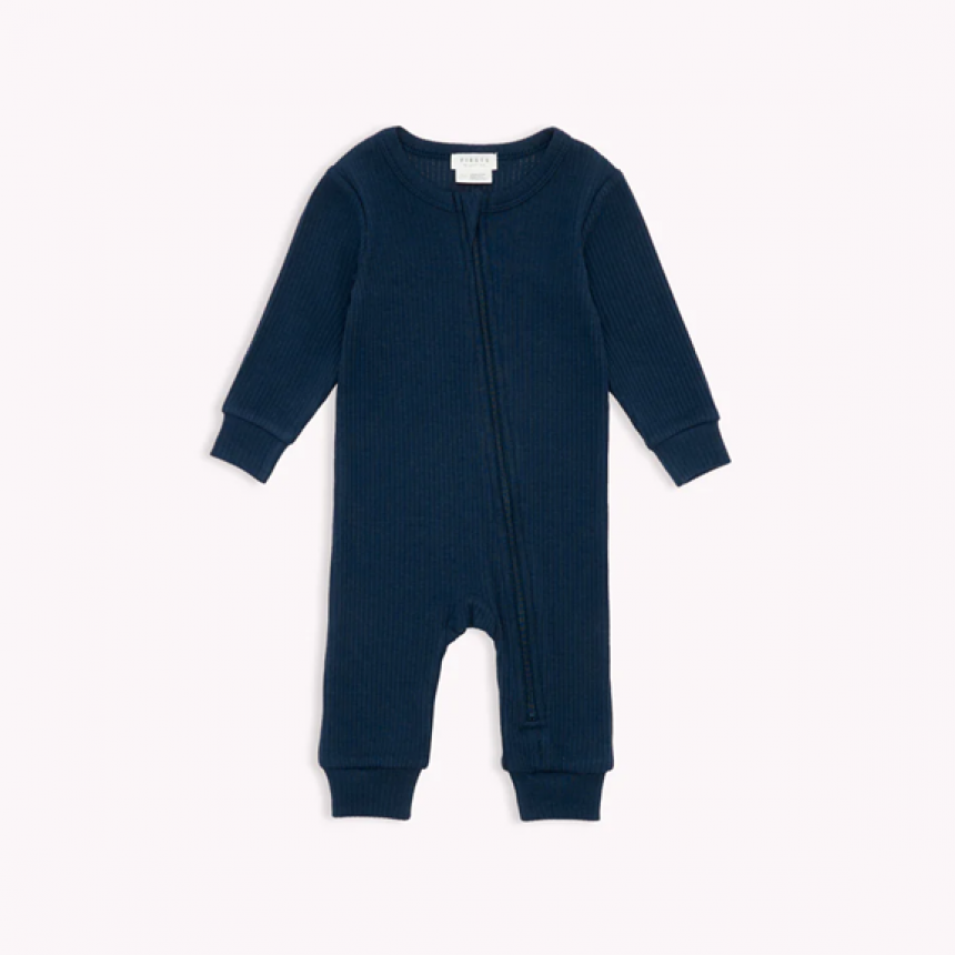 Petit Lem - Organic Cotton Rib Sleeper - Blue
