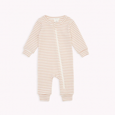 Petit Lem - Organic Cotton Rib Sleeper - Rose Dust Striped