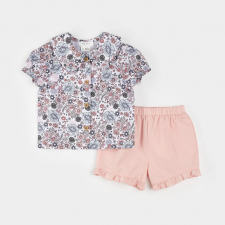 Petit Lem - Poplin Shirt Set - Vintage Flowers