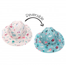 FlapJackKids - Reversible Sun Hat - Pink Zoo - S (6m-2y)