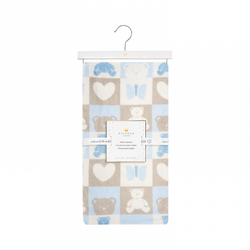 Piccolo Bambino - Couverture en peluche Teddy - Bleu