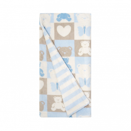 Piccolo Bambino - Couverture en peluche Teddy - Bleu