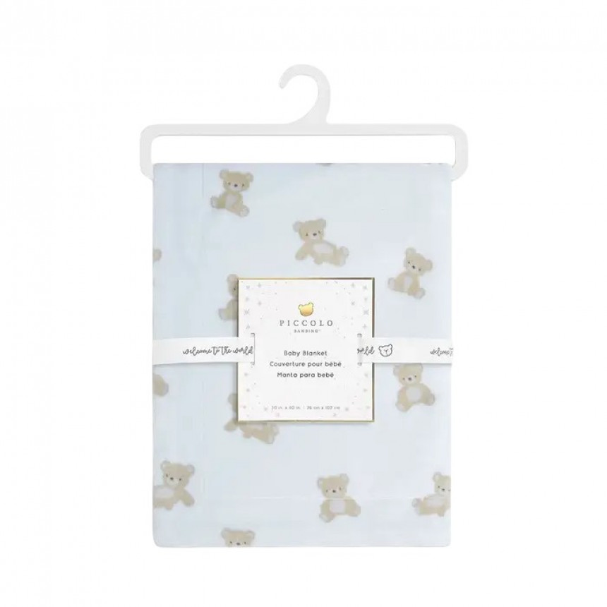 Piccolo Bambino - Couverture en peluche Teddy - Bleu
