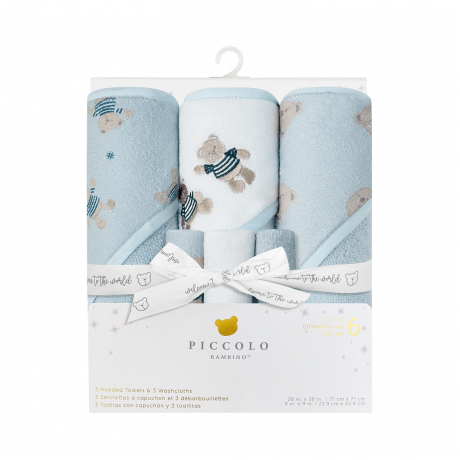 Piccolo Bambino - Serviette et débarbouillette Teddy (6 pièces)