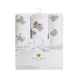 Piccolo Bambino - Serviette et débarbouillette Teddy (6 pièces)