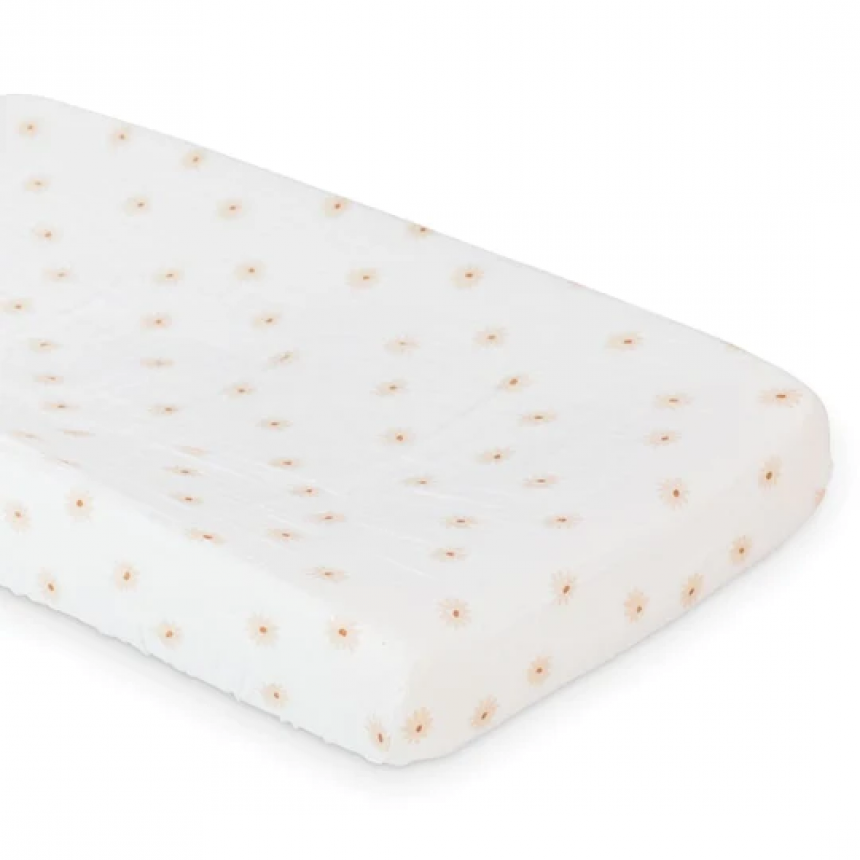 Lulujo - Housse de matelas à langer en mousseline - Marguerites