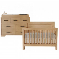 Lil Angels - Lit de bébé et commode 7 tioirs Birch + Matelas GRATUIT - Naturel