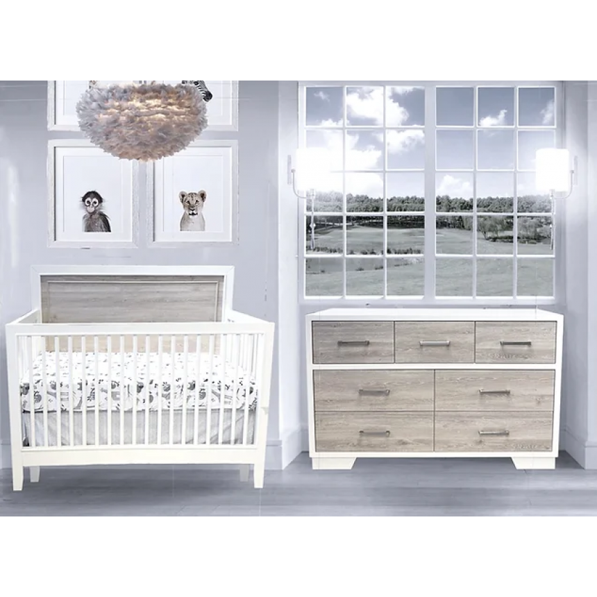 Lil Angels - Lit de bébé et commode 7 tioirs Birch + Matelas GRATUIT