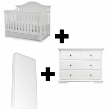 Combo Devon - Crib, 3 Drawer Dresser and Mattress - White