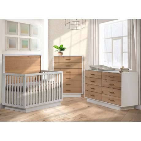 Natart - Bassinette Convertible 5-en-1 Como Naturale - Blanc/Oak Naturel