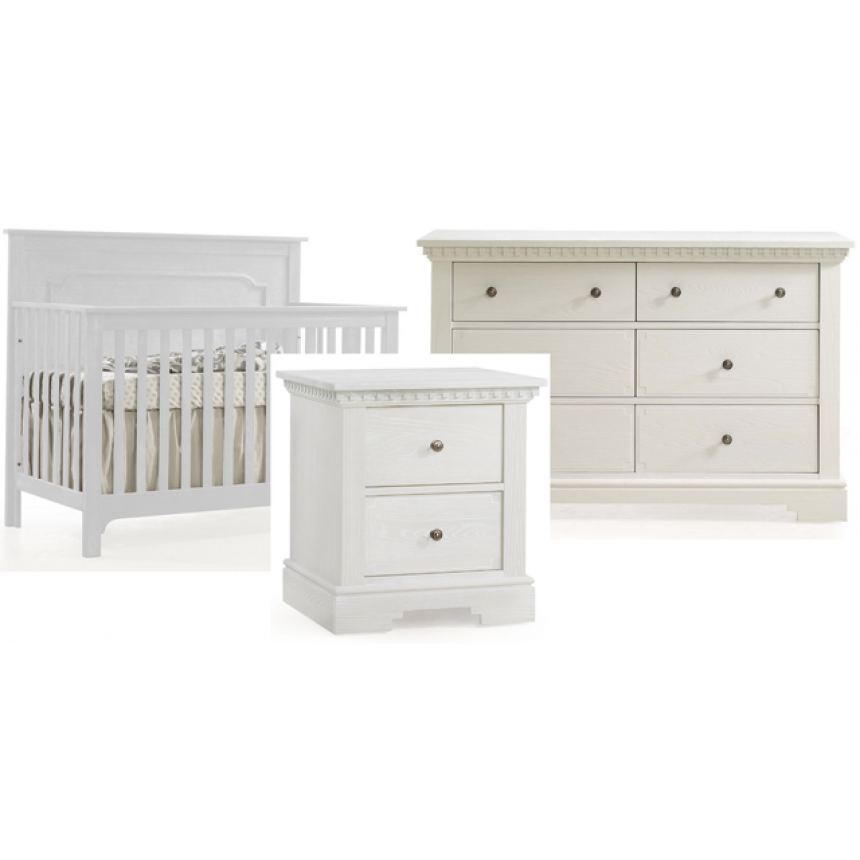 Natart - Bassinette Emerson, commode king & table de nuit Ithaca - Dove