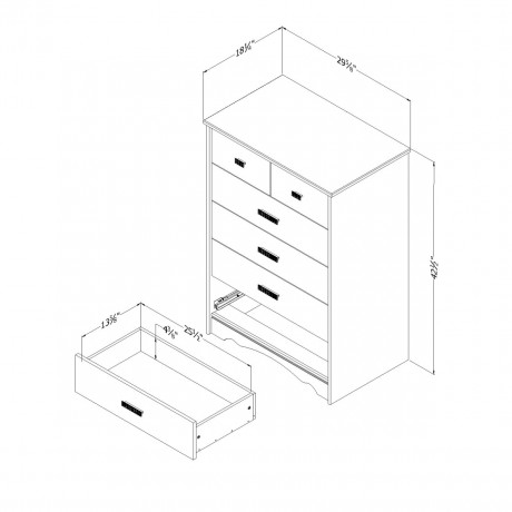 South Shore - Tiara - Commode 5 Tiroirs