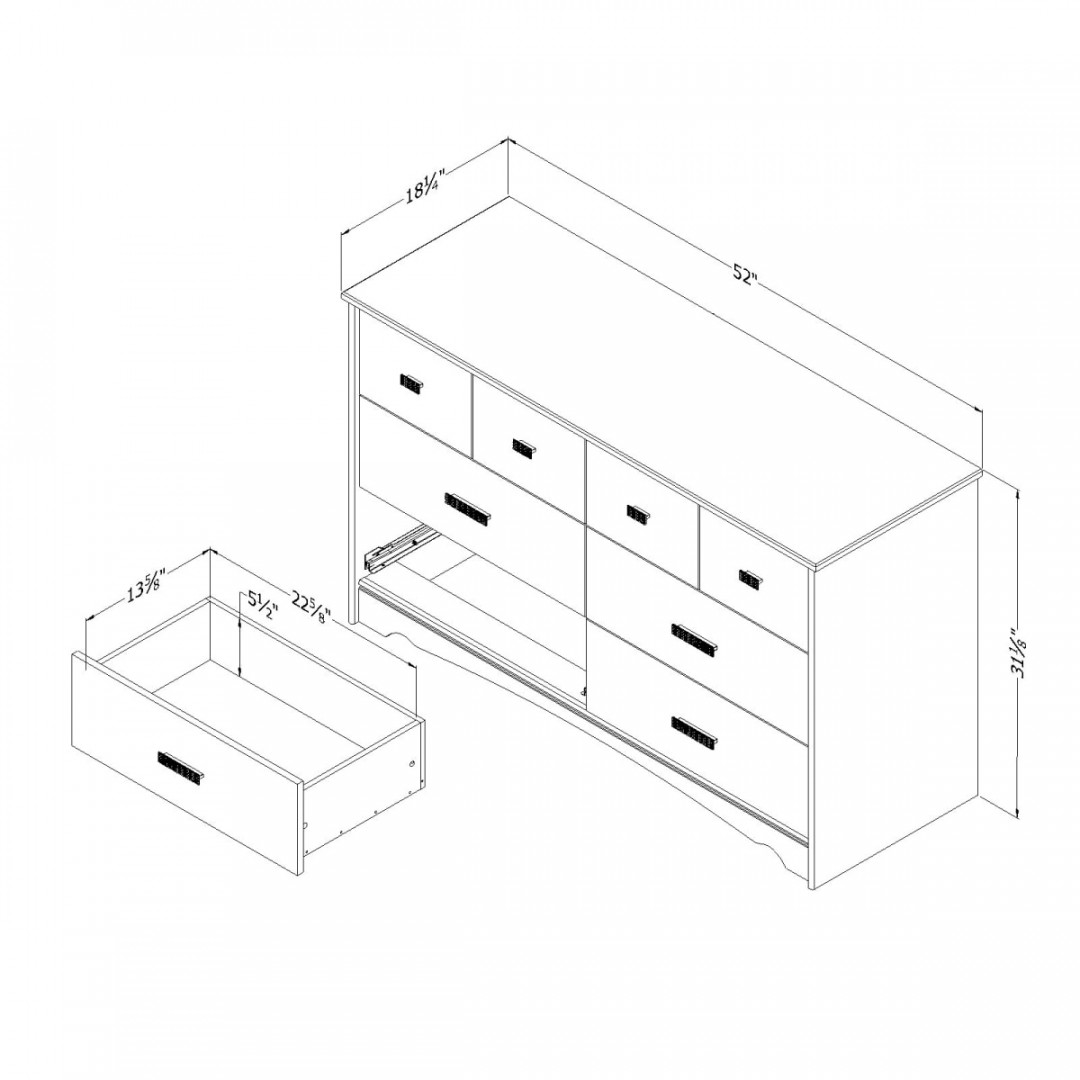 South Shore Bureau Double 6 Tiroirs