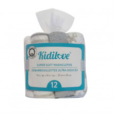 Kidi Love - Débarbouillettes Paquet de 12 - Gris