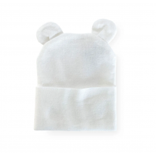 Kidcentral - Baby Knitted Hat with Double Pompom - White
