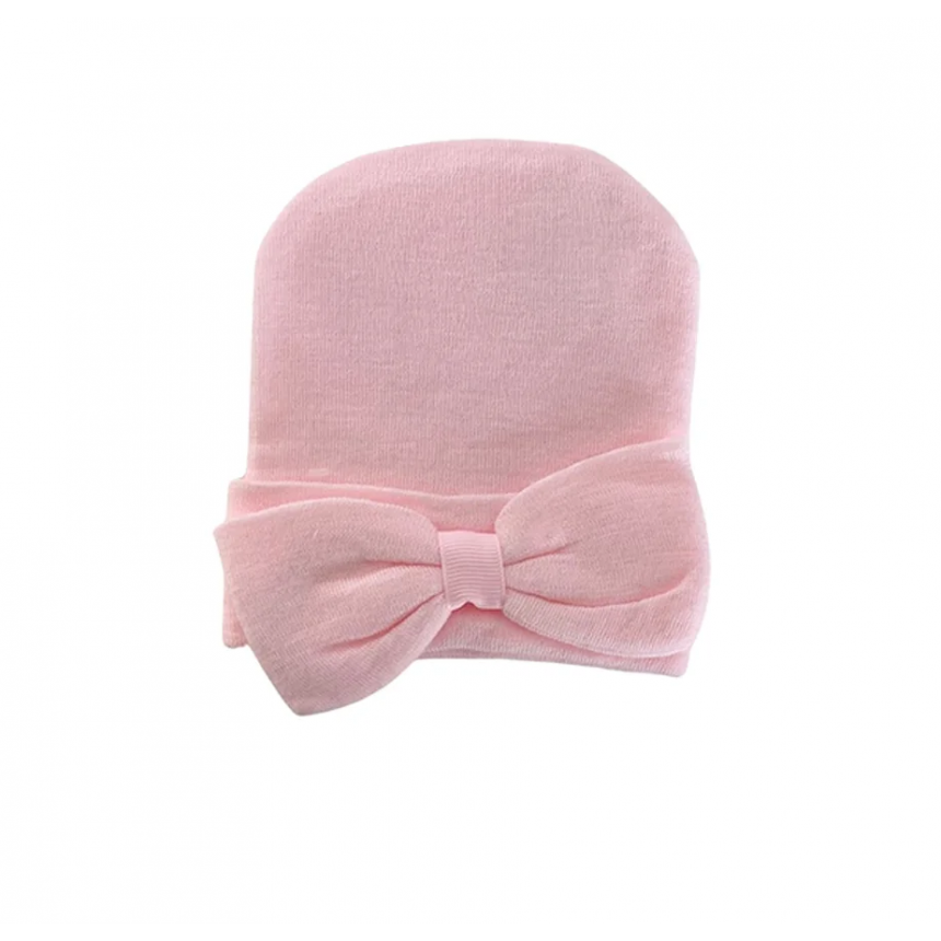 Kidcentral - Bonnet tricoté pour bébé avec nœud - Rose