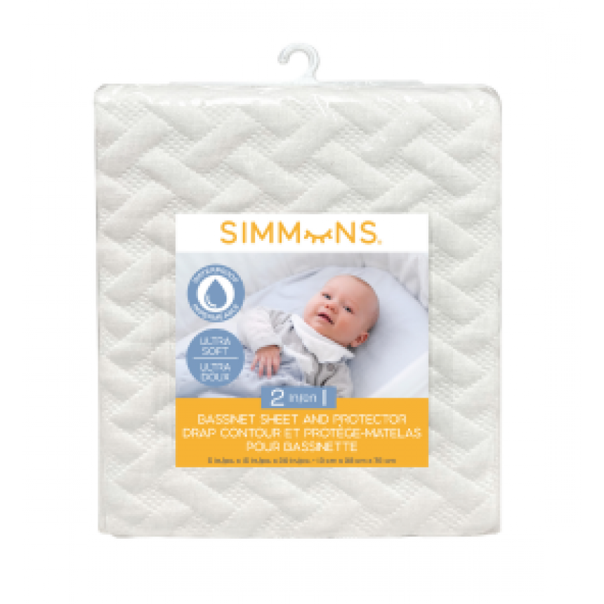 Simmons - 2-en-1 drap contour et protège-matelas pour lit de bébé - Ivoire
