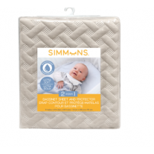 Simmons - 2-en-1 drap contour et protège-matelas pour lit de bébé - Sable