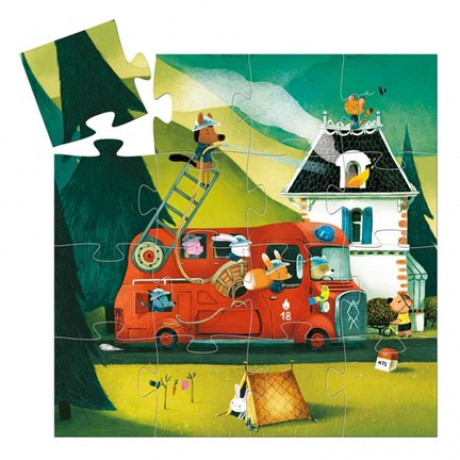 Djeco - Silhouette casse tête 16 pièces - Le camion de pompiers