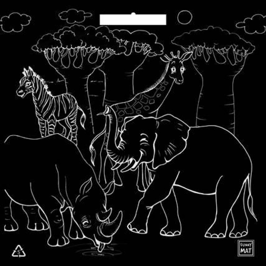 Funny Mat - Tapis de coloriage noir - Safari