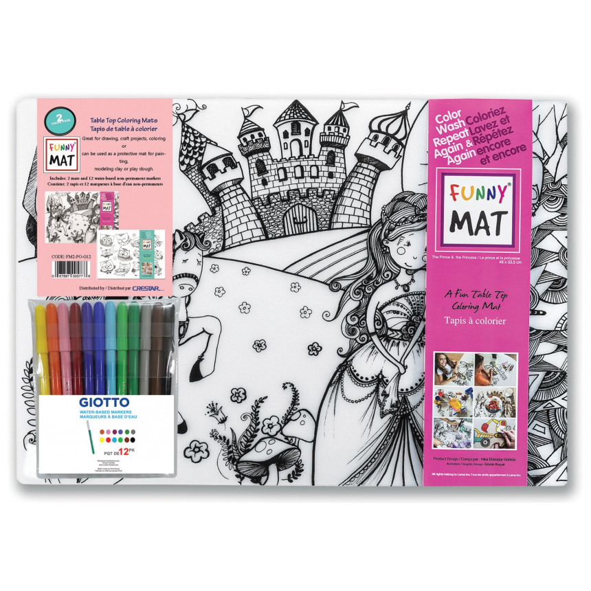 Funny Mat - Paquet de 2 - Tapis à colorier reutilisable - choix assorties