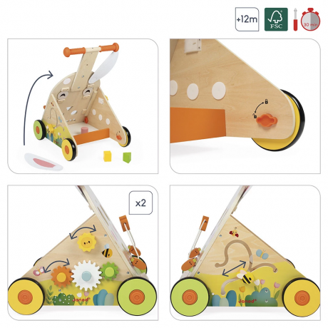 Janod - Chariot Multi-Activités Lapin en bois